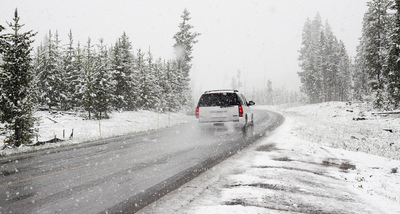 snow, road, winter